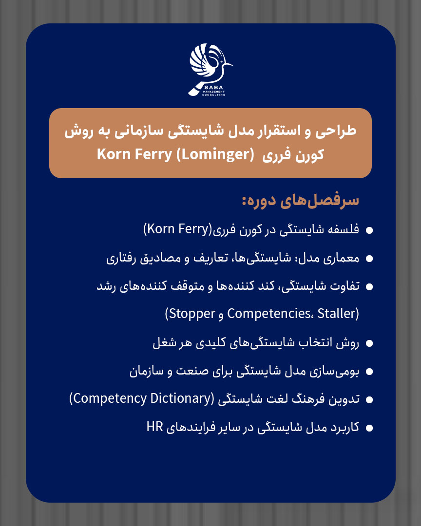 طراحی و استقرار مدل شایستگی سازمانی به روش کورن فرری Korn Ferry (Lominger)