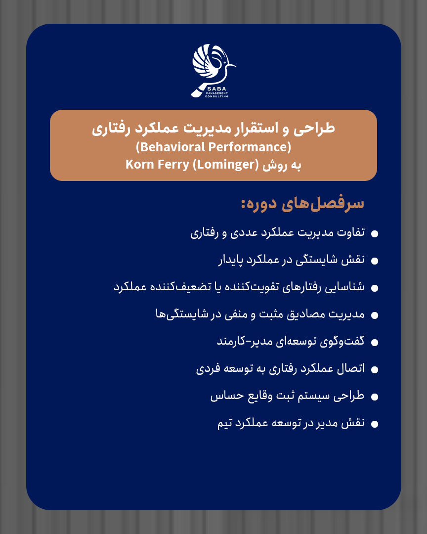 طراحی و استقرار مدیریت عملکرد رفتاری (Behavioral Performance) به روش Korn Ferry (Lominger)